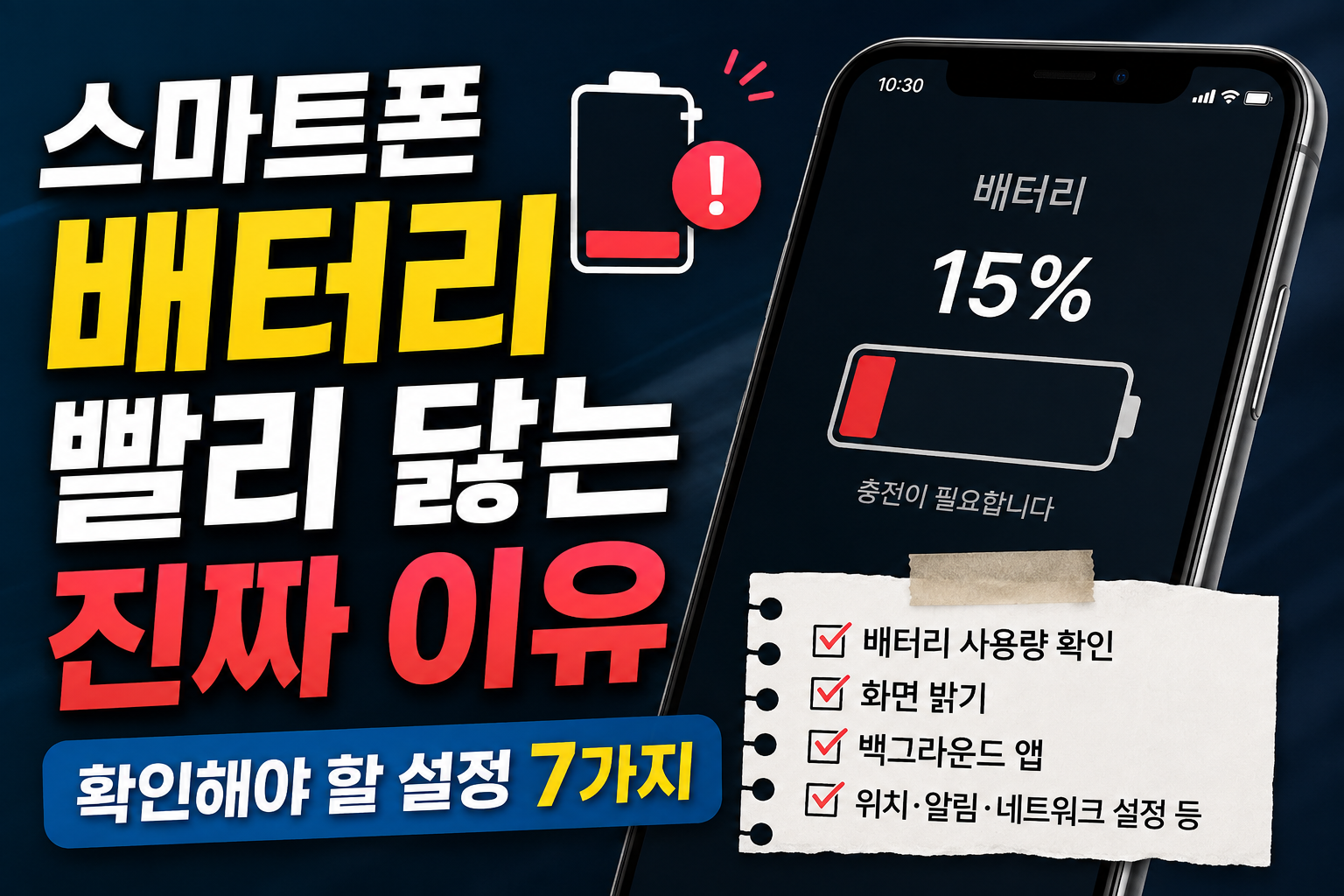 스마트폰 배터리가 빨리 닳는 진짜 이유와 확인해야 할 설정 7가지