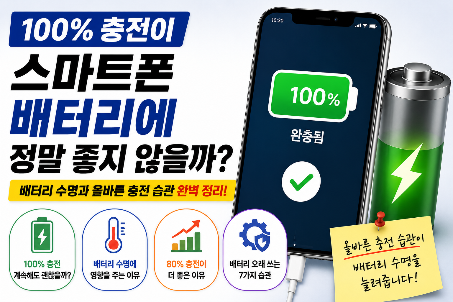 스마트폰 배터리를 100%까지 충전하는 습관은 정말 좋지 않을까