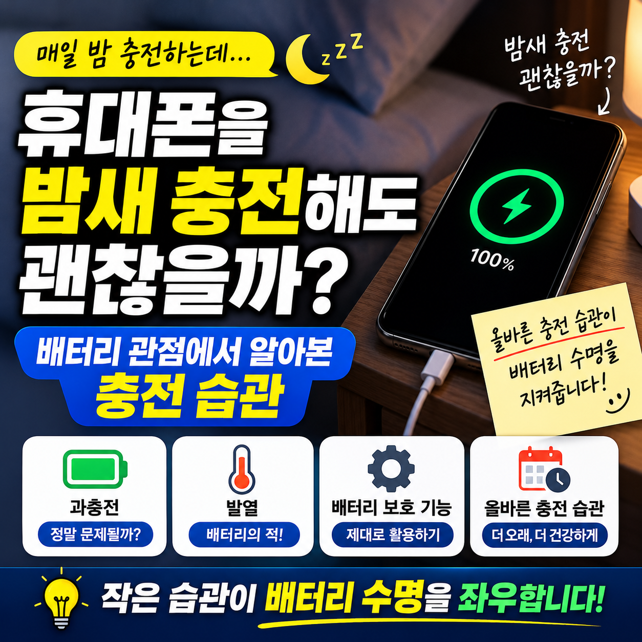 휴대폰을 밤새 충전해도 괜찮을까 배터리 관점에서 알아본 충전 습관